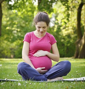 Pregnant Mum on Lawn